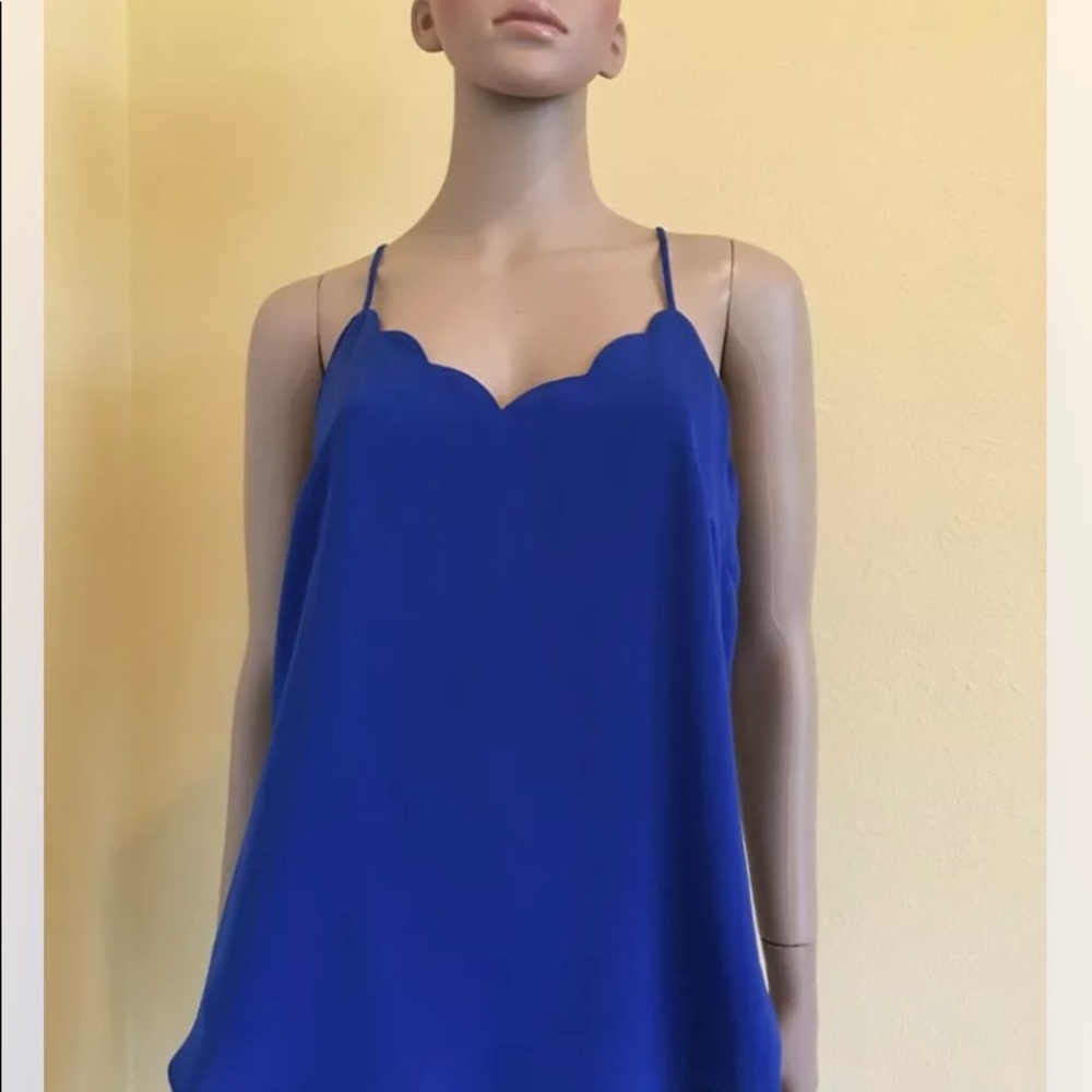 NEW j Crew Factory sold out royal blue scalloped halter cami tank 0 XS